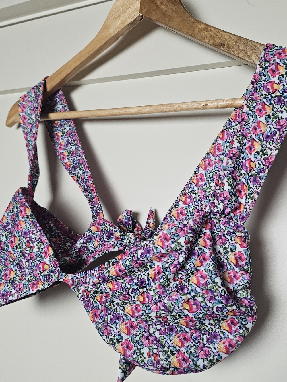 Strawberry Milk Mob Floral Bikini Top Size Medium